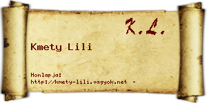 Kmety Lili névjegykártya